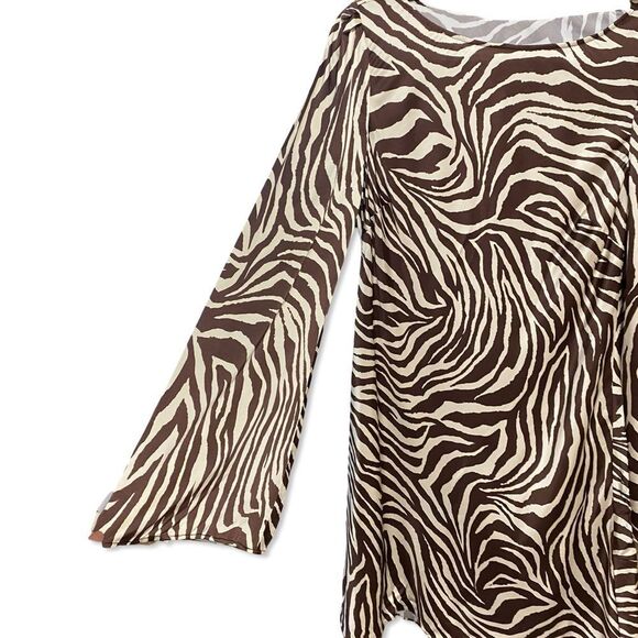 Stone Cold Fox x REVOLVE Basier Mini Dress Brown Zebra Print satin NWT L - Picture 9 of 10